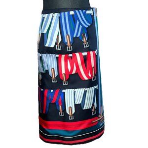 Rare Hermes Les Sangles Jupe Esprit Portefeuille Lamb Skin Leather Skirt EU 38